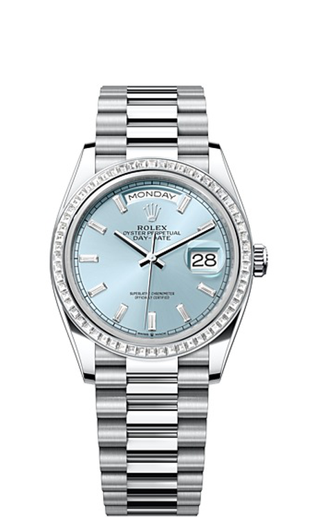 Rolex Day-Date 36 Day-Date Oyster, 36 mm, platinum and diamonds - M128396TBR-0003 at Ben Bridge