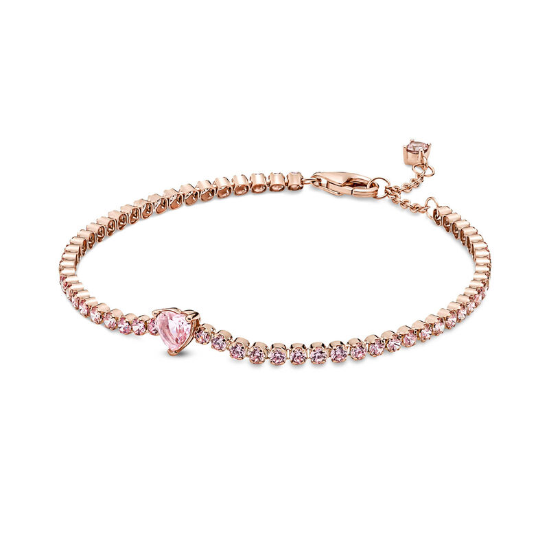Pandora Sparkling Pavé Pink Heart Crystal Tennis Bracelet image number 0