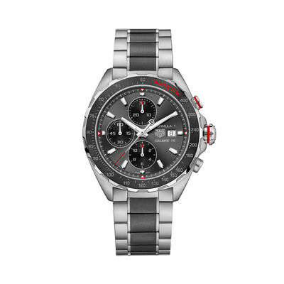 TAG Heuer Formula 1 Calibre 16 Automatic Mens Grey Steel Black Ceramic Chronograph Watch