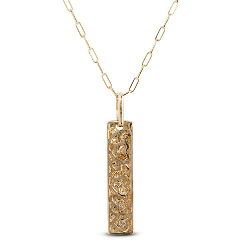 Confetti Diamond and Gold Bar Pendant Necklace, 14K Yellow Gold image number 2