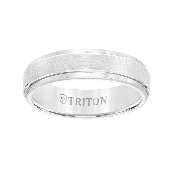 TRITON Contemporary Comfort Fit Satin Finish Band in White Tungsten, 6 mm