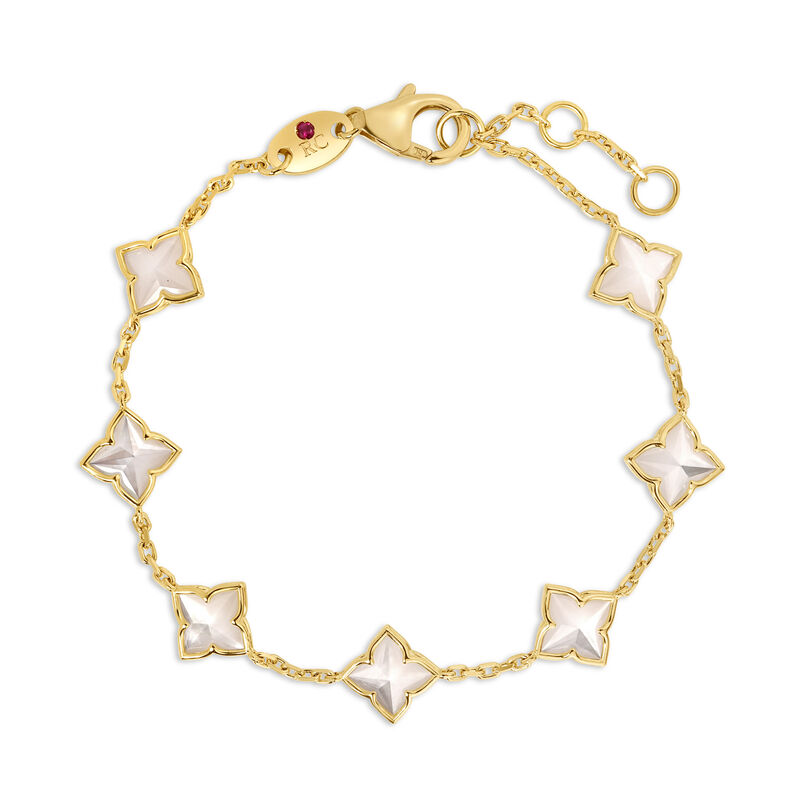 Roberto Coin 18K Yellow Gold Venetian Princess Carnival Mother Of Pearl Flower Station Bracelet image number 0