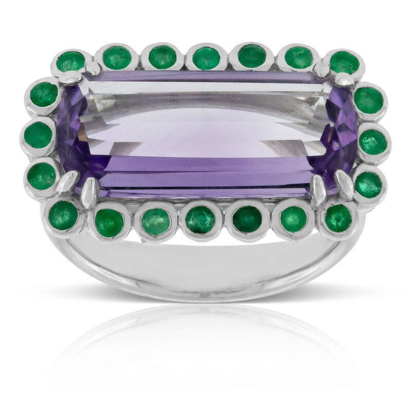 Lisa Bridge Amethyst & Emerald Ring image number 0