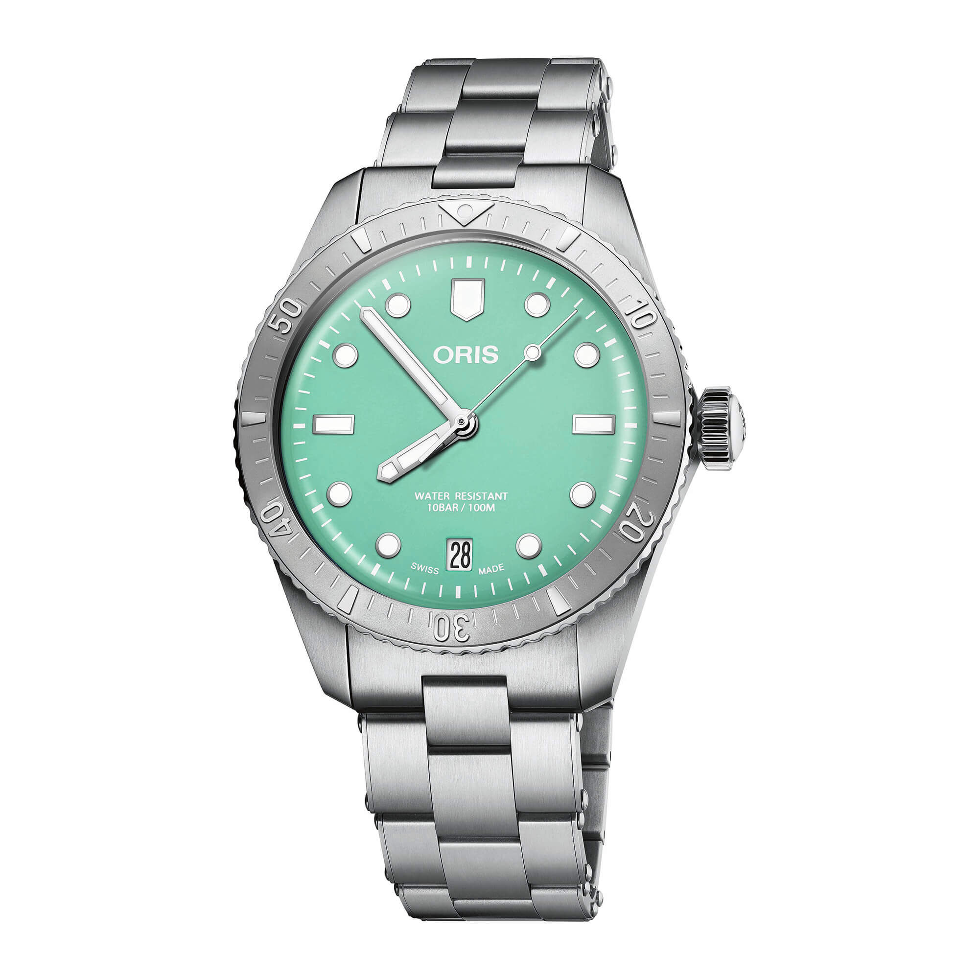 Oris Divers Sixty-Five Cotton Candy Watch Green Dial Steel Case, 38mm