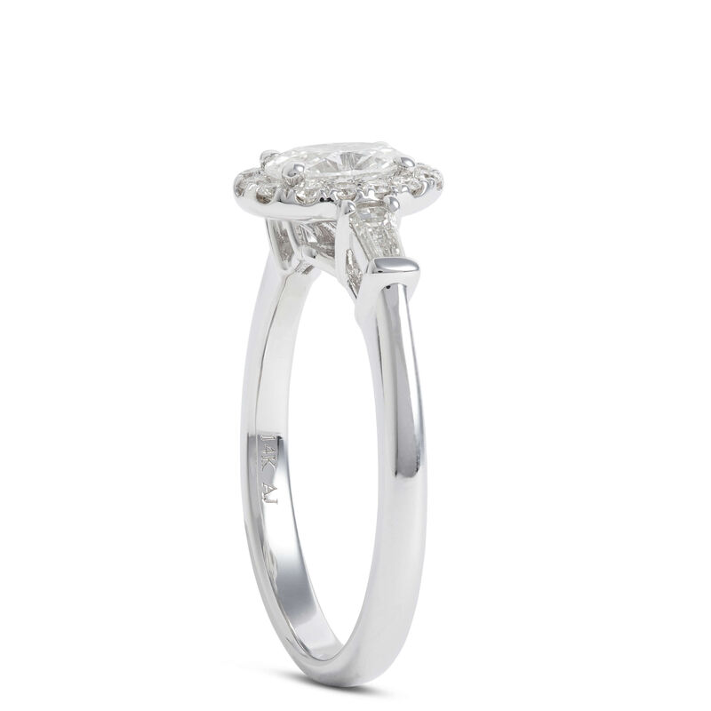 Oval Cut Diamond Halo Engagement Ring, 14K White Gold image number 1