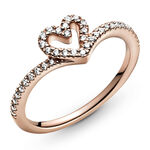 Pandora Sparkling Wishbone Heart CZ Ring