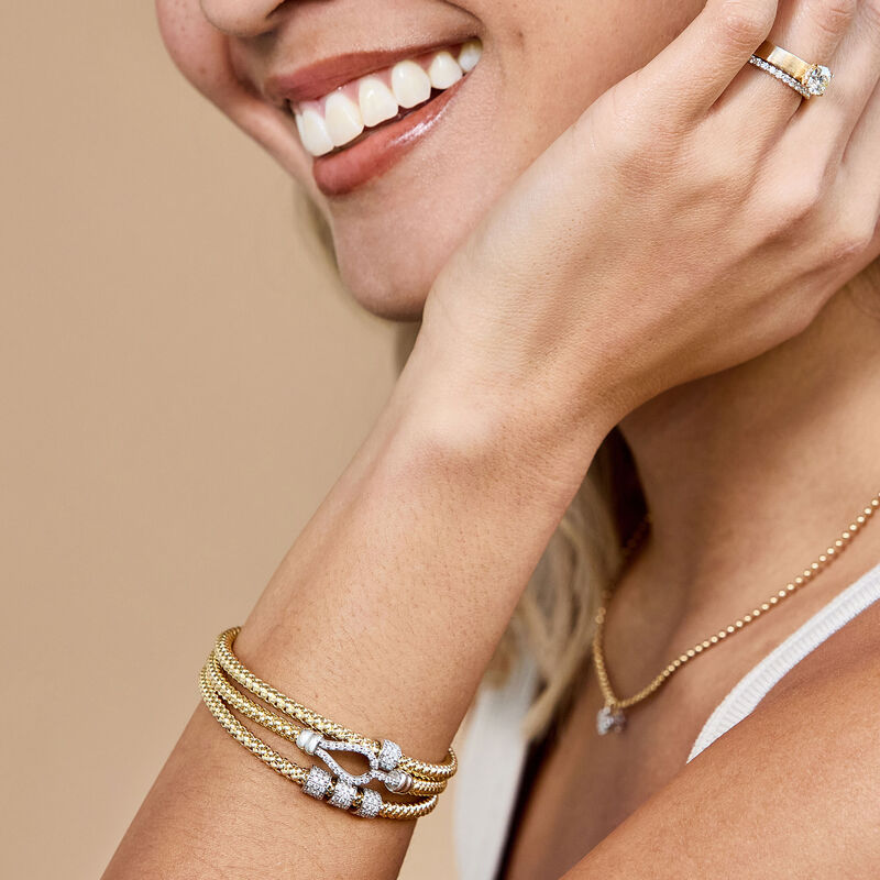 Toscano with Diamonds Stretchy Bracelet, 18K Yellow Gold image number 1