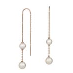 Rose Gold Freshwater Cultured Pearl Threader Earrings 14K