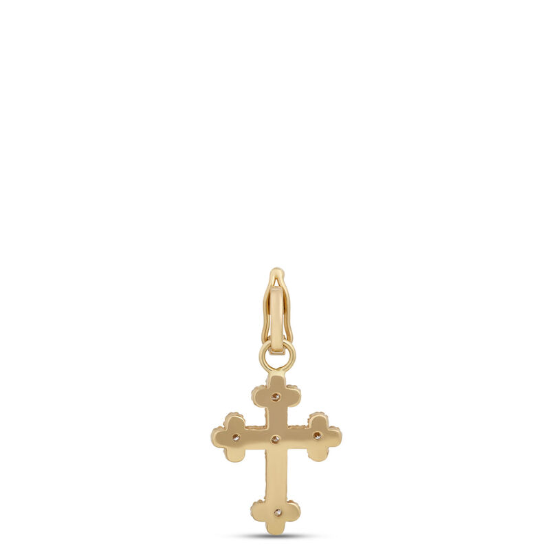 Classic Textured Cross Charm with Diamonds, 1/10 Carat Total Weight, 14K Yellow Gold image number 2