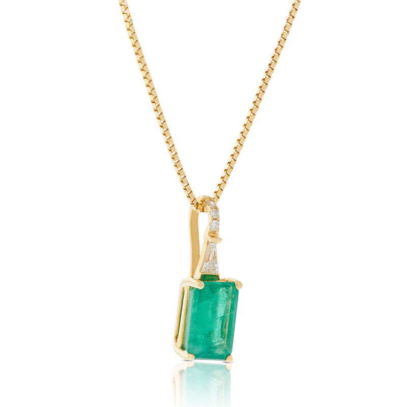 Emerald & Diamond Necklace 14K image number 1