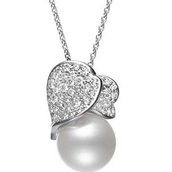 Mikimoto Les Petales Place Vendome Akoya Cultered Pearl and Diamond Pendant, 18K White Gold