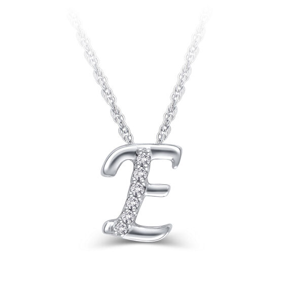 Diamond "E" Initial Pendant 14K