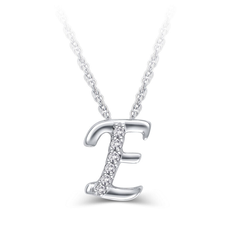 Diamond "E" Initial Pendant 14K image number 0