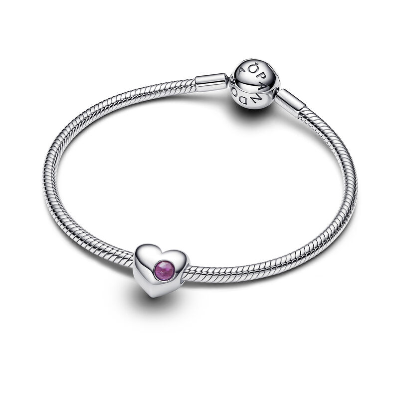 Pandora Engravable Purple Stone Heart Charm image number 2
