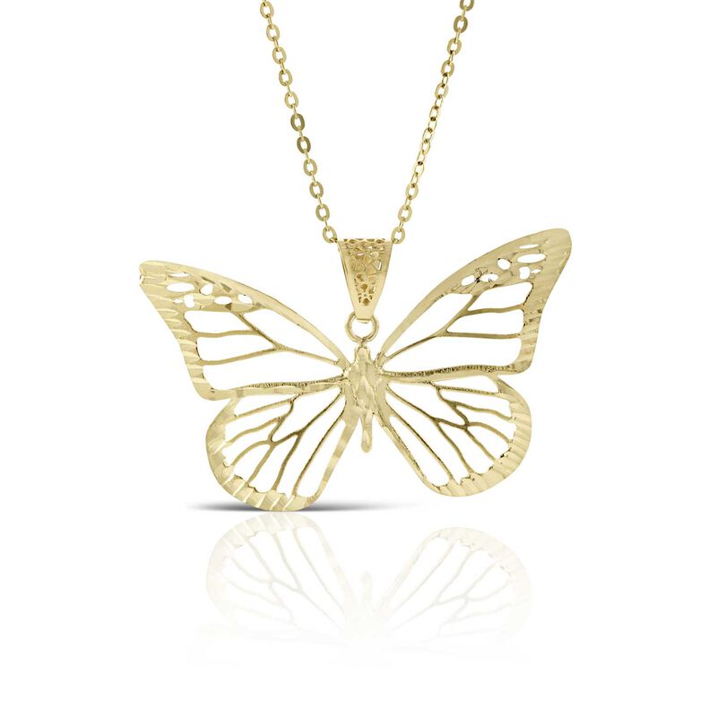 Italia D'Oro Butterfly Pendant Necklace 14K Yellow Gold 16