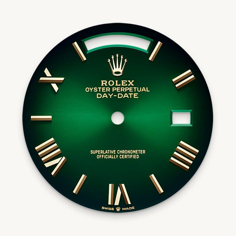 rolex day-date in 18 ct yellow gold, m228238-0069 - green ombr&eacute; dial - ben bridge