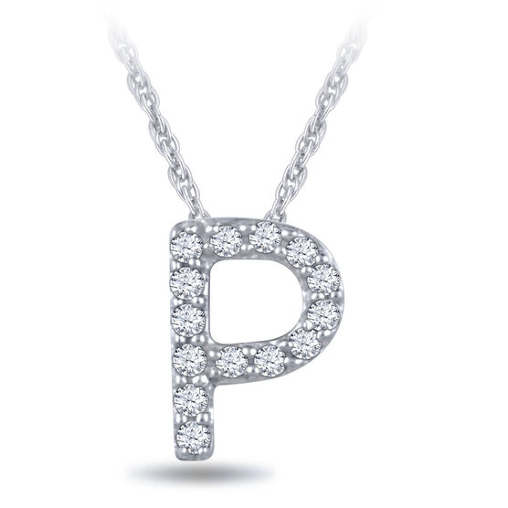 Diamond Initial Pendant 14K Letter 'P'