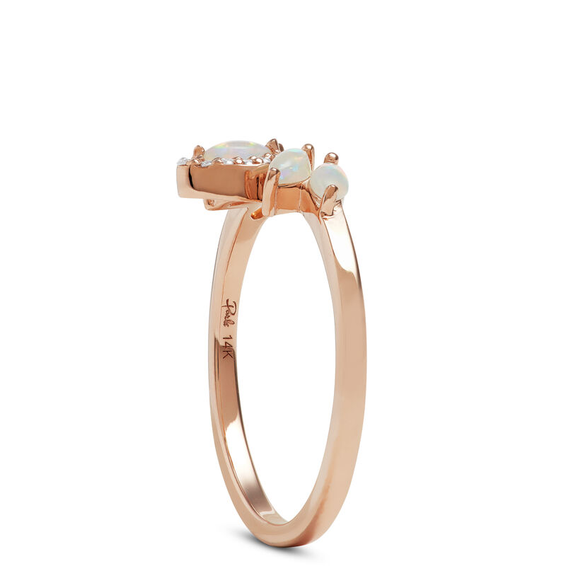 Half Flower Fancy cut Opal and Diamond Ring, 14K Rose Gold image number 1