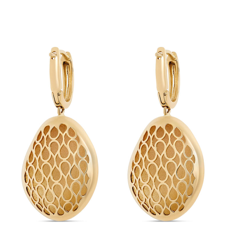 Toscano Large Pebble on Hoop Earrings, 14K Yellow Gold image number 2