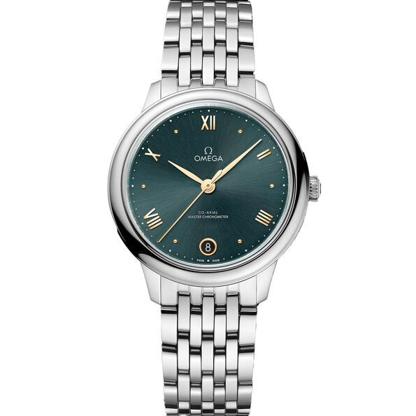 OMEGA Prestige De Ville Steel Green Dial Watch, 34mm