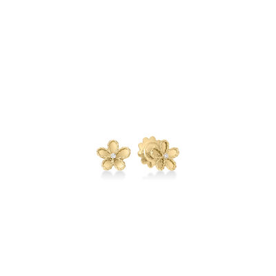 Roberto Coin 18K Yellow Gold Jasmine Diamond And Polished Finish Small Flower Earrings