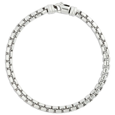 Toscano Classic Round Box Link Bracelet, Stainless Steel