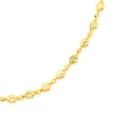 18-Inch Moon Cut Bead Necklace, 14K Yellow Gold