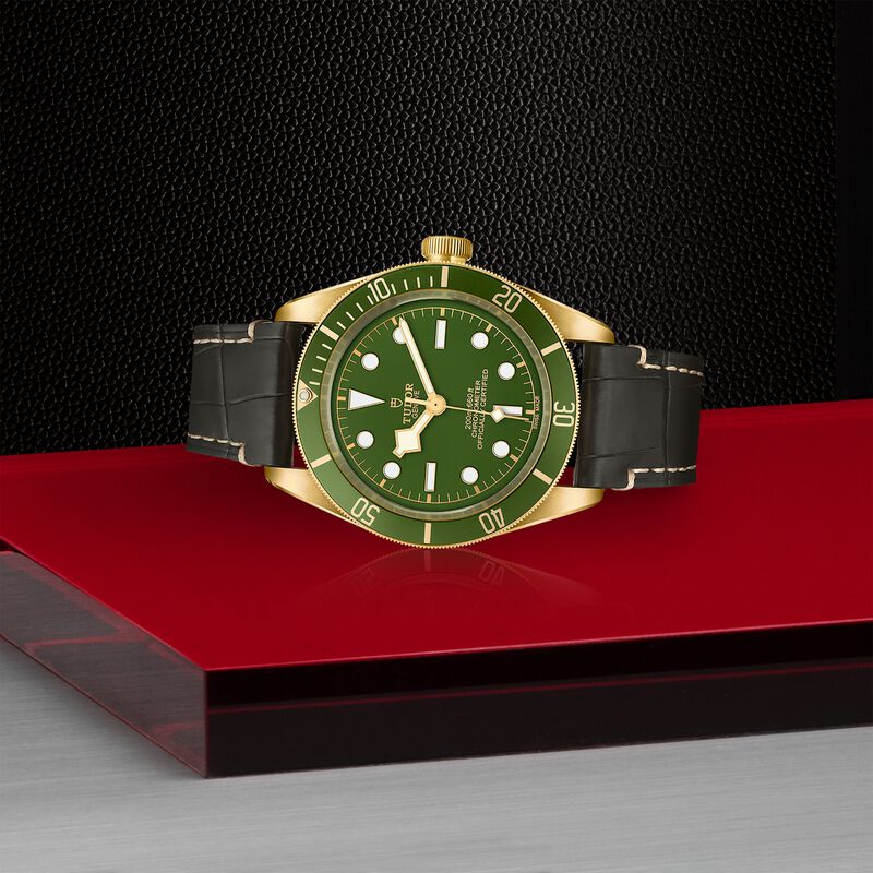 TUDOR Black Bay Fifty- Eight Watch 18k Gold Case Green Dial Alligator Strap, 39mm image number 3