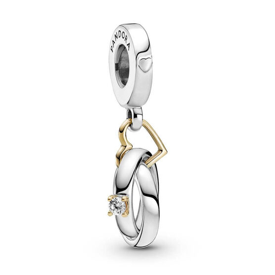 Pandora Two-tone Wedding Rings CZ Dangle Charm