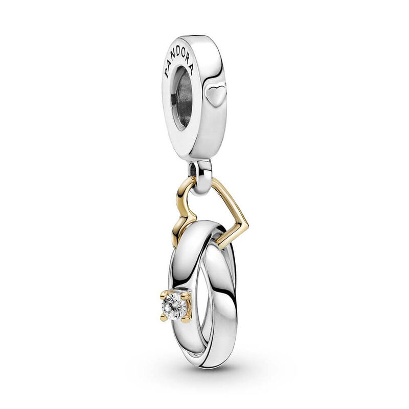Pandora Two-tone Wedding Rings CZ Dangle Charm image number 1