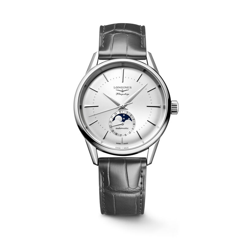 Longines Flagship Heritage Moonphase Silver Dial Watch, 38.5mm image number 0