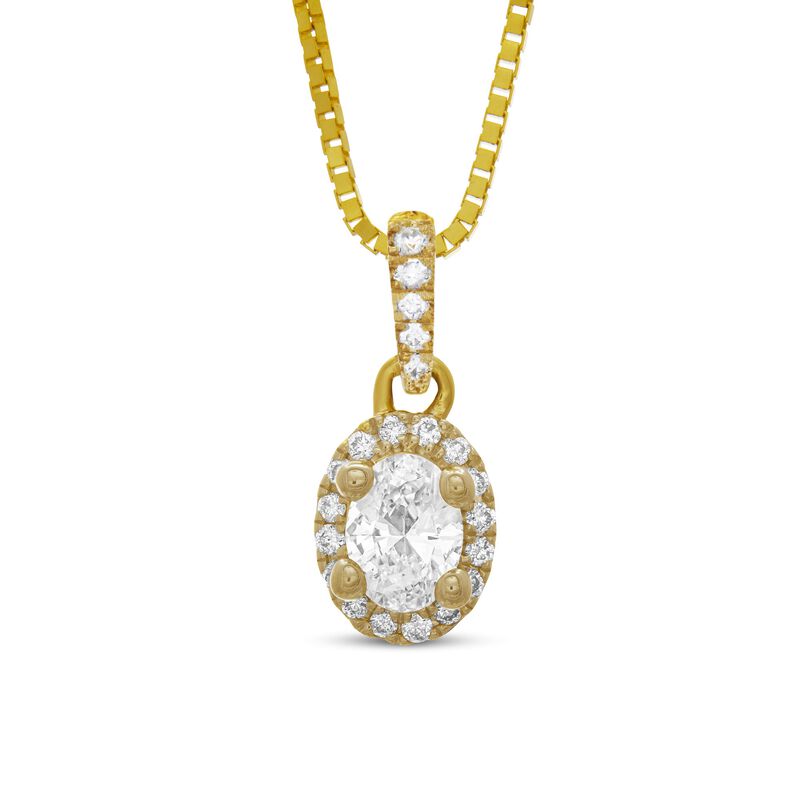 Oval Cluster Diamond Pendant, 14K Yellow Gold image number 0