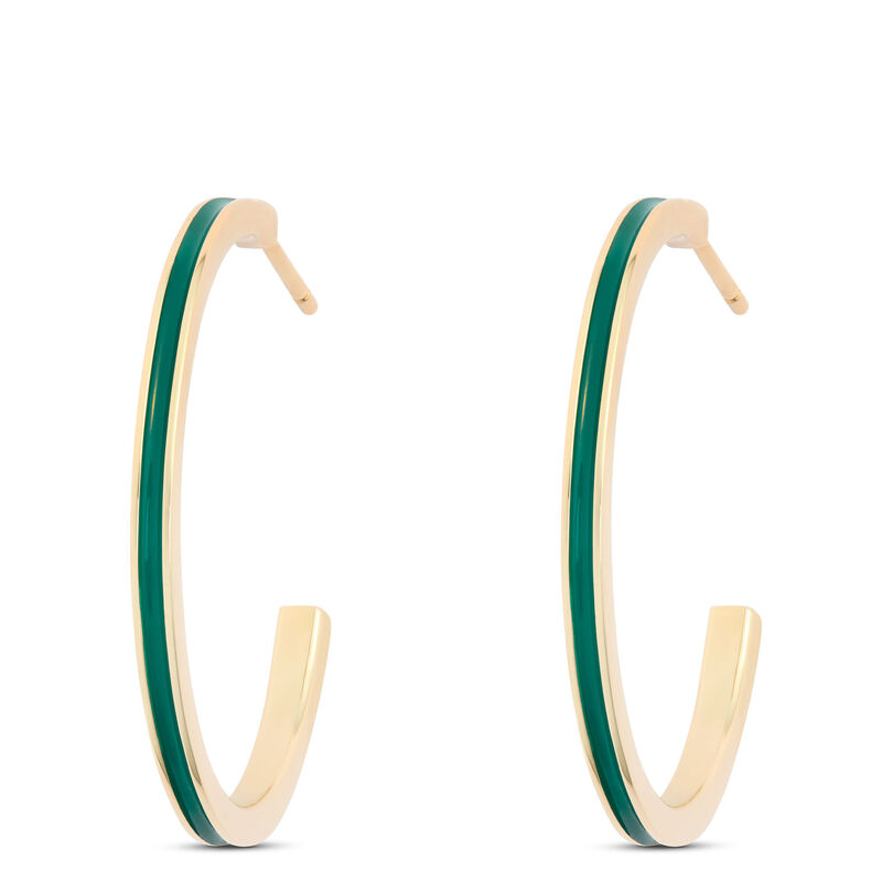 Toscano Green Enamel Hoop Earrings, 14k Yellow Gold image number 0
