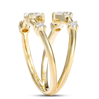 Two Row Diamond Ring, &frac12; Carat Total Weight, 14K Yellow Gold