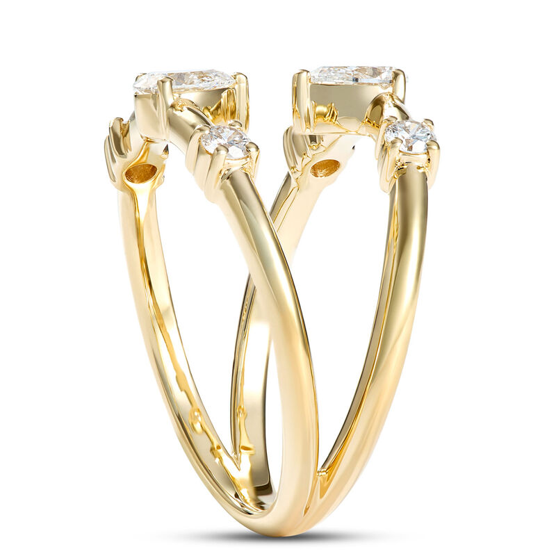Two Row Diamond Ring, &frac12; Carat Total Weight, 14K Yellow Gold image number 1
