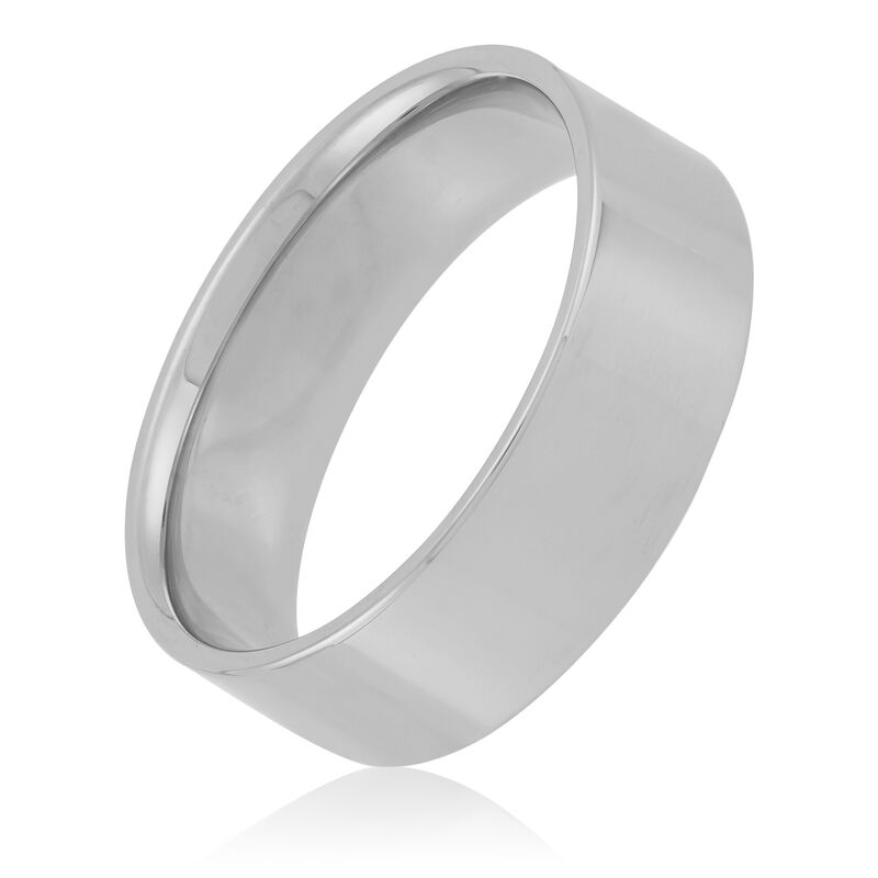 White Gold Polished Pipe Comfort Fit 7mm Band 18K image number 0