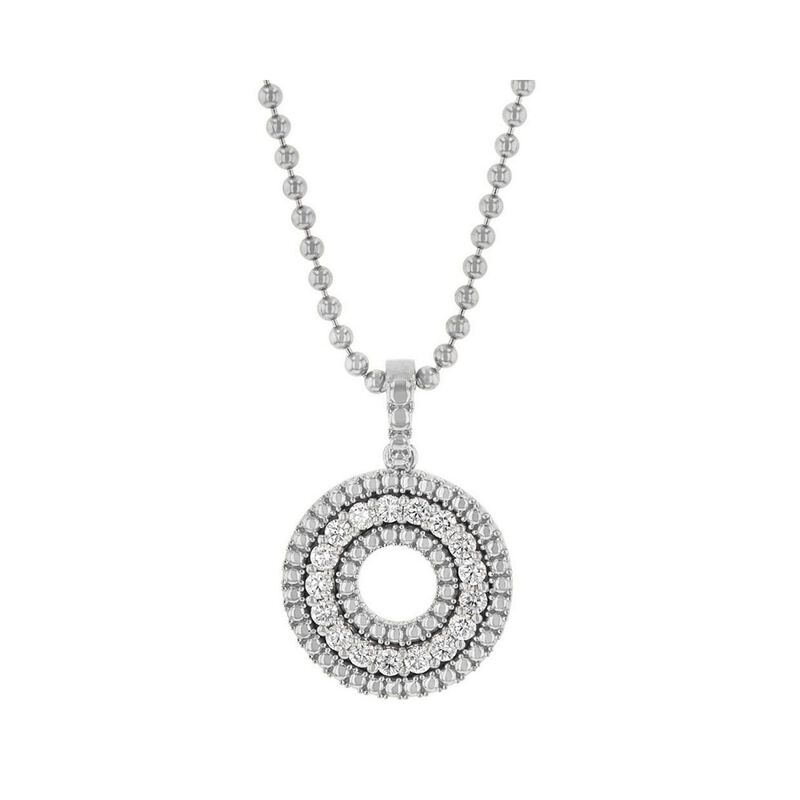 Roberto Coin Siena Medium Diamond Circle Necklace 18K White Gold, 17 Inches image number 1