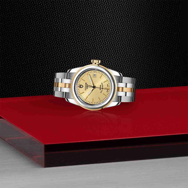 TUDOR Glamour Date Watch Steel Case Gold Dial Steel Bracelet, 26mm image number 3