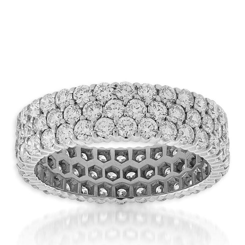 Three Row Diamond Eternity Ring in Platinum, Size 7 image number 7