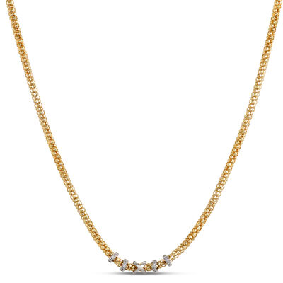 Toscano Popcorn Necklace, &frac12; Carat Total Weight, 18K Yellow Gold