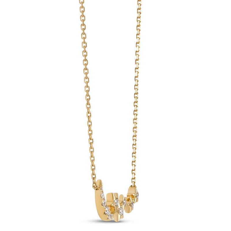 Crescent Moon and Stars Diamond Pendant, 14K Yellow Gold image number 1