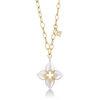 Roberto Coin 18K Yellow Gold Venetian Princess Cabochon Large Flower Necklace