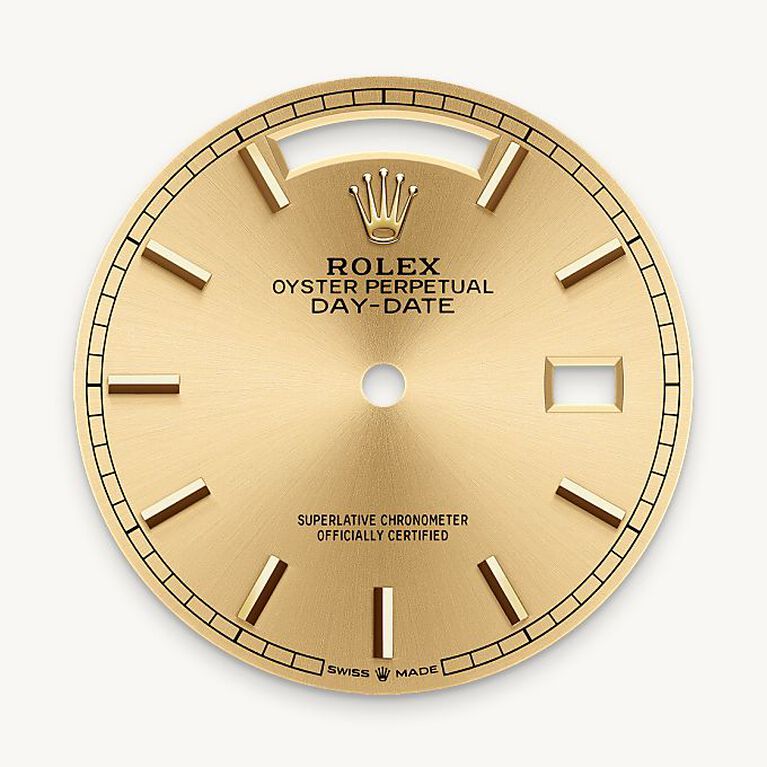 rolex day-date in 18 ct yellow gold, m128238-0045 - champagne-colour dial - ben bridge