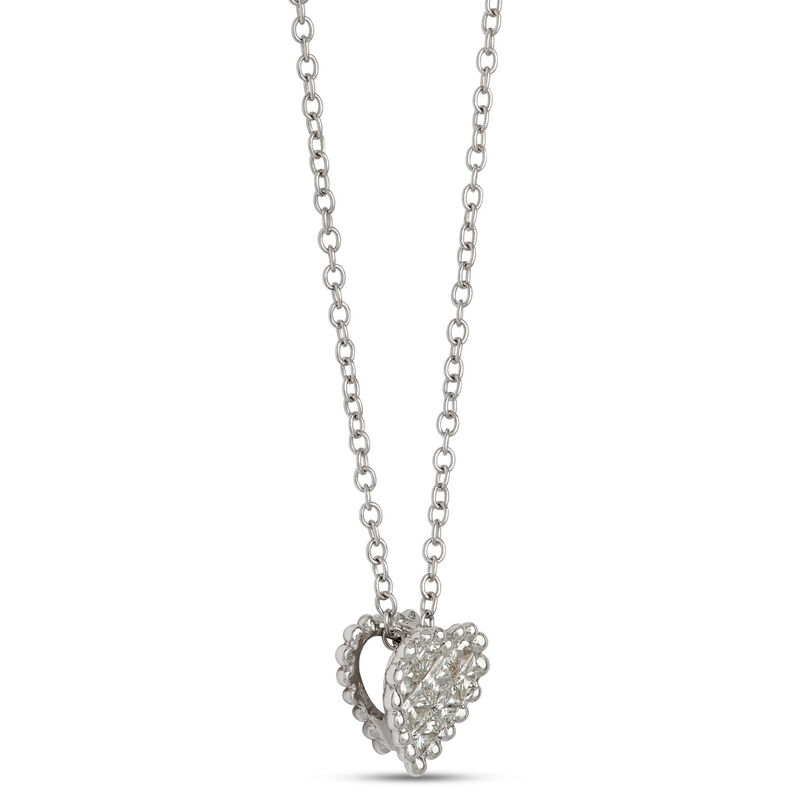 Classic Heart Shaped Diamond Cluster Pendant, ⅓ Carat Total Weight, 14K White Gold image number 1
