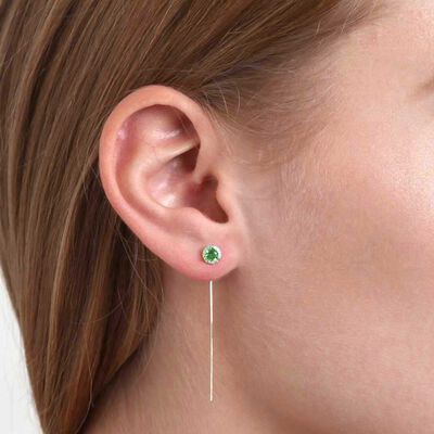 Peridot & Diamond Halo Threader Earrings 14K