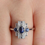 Art Deco Sapphire & Diamond Ring 14K