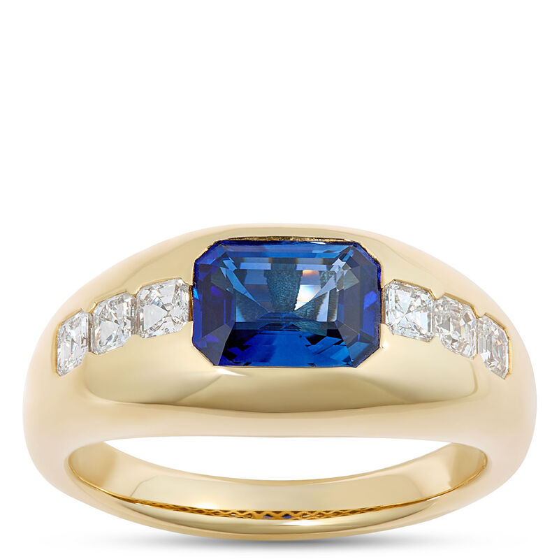 Sapphire and Diamond Ring, 18K Yellow Gold Size 7 image number 0
