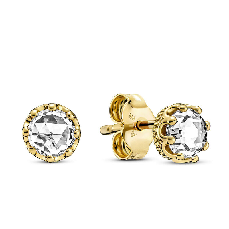 Pandora Clear Sparkling CZ Crown Stud Earrings image number 1