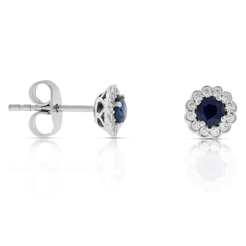 Sapphire & Diamond Earrings 14K image number 0
