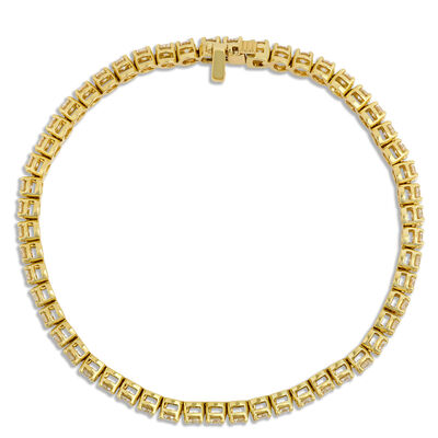 Classic Seven Inch Round Diamond Tennis Bracelet, 4 &frac12; Carat Total Weight, 18K Yellow Gold